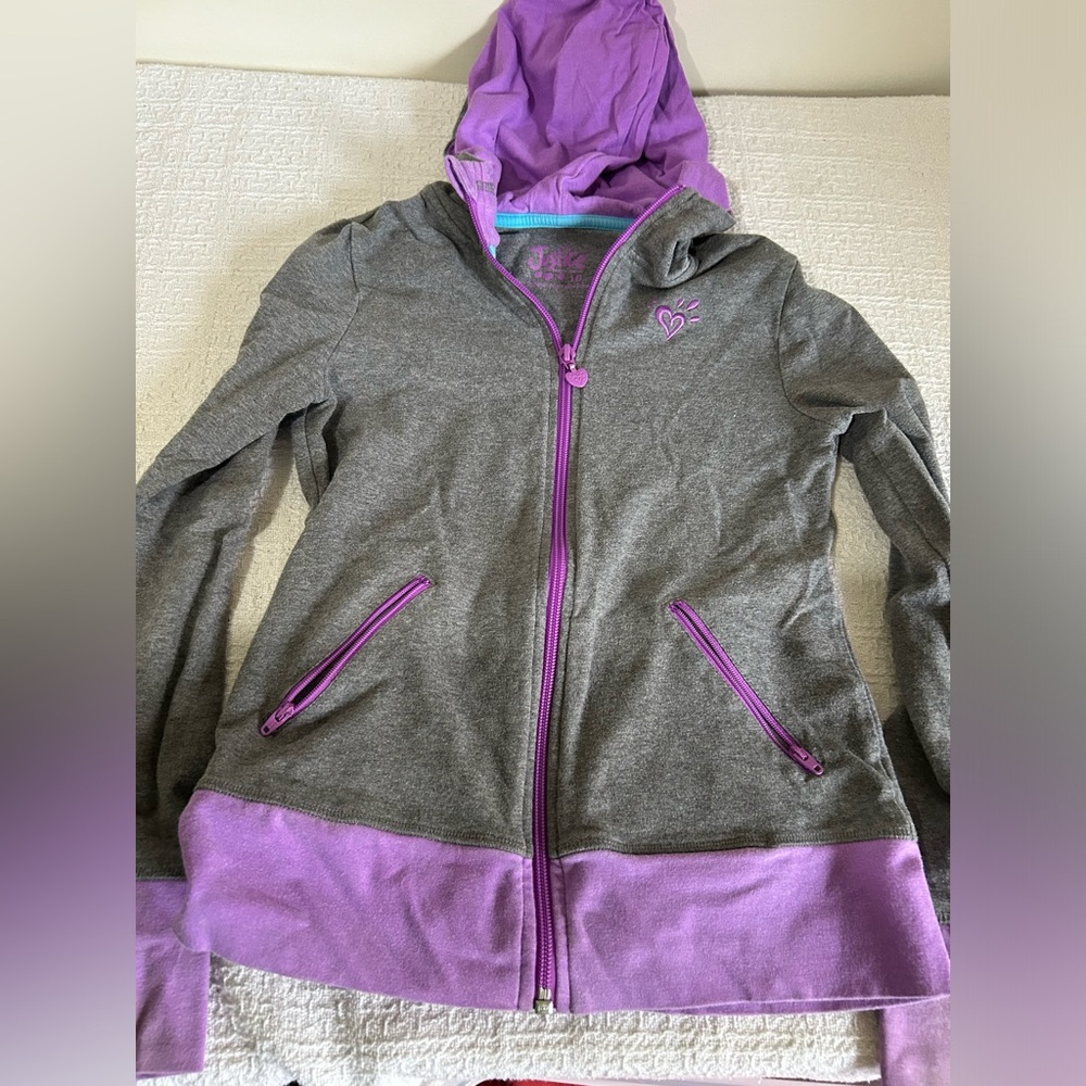 Justice Gray and Purple Kids Hoodie Jacket